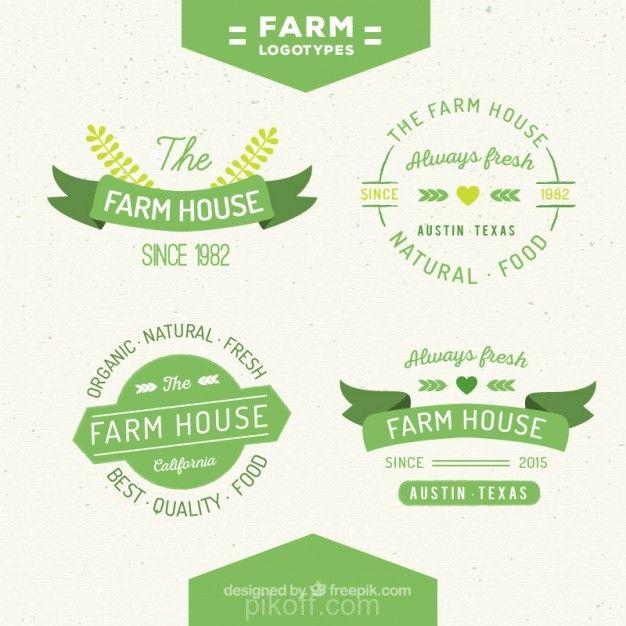 Green Cute Logo - Ai] Collection of cute green farm logos in vintage style vector free ...
