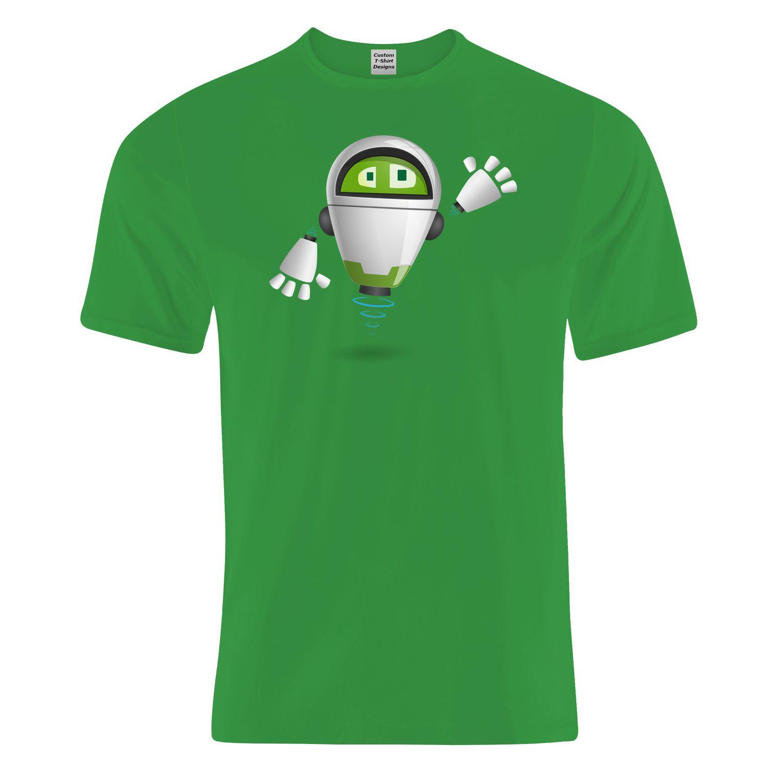 Green Cute Logo - Green Cute Robot Graphic Kids Cotton T Shirt T Shirt Designs