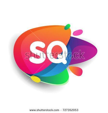 S Q Logo - Letter SQ logo with colorful splash background, letter combination
