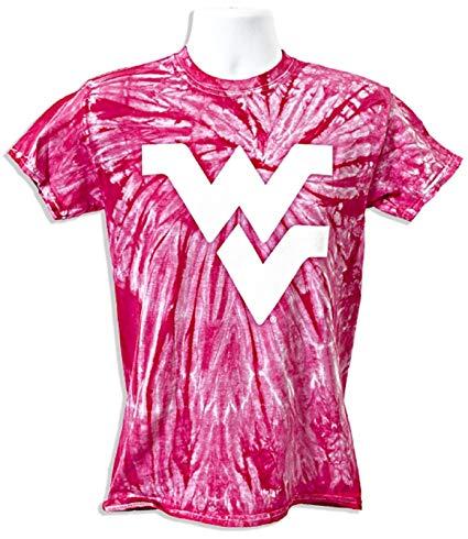 Pink Swirl Logo - Amazon.com : West Virginia Mountaineer's Logo Hot Pink Swirl T Shirt