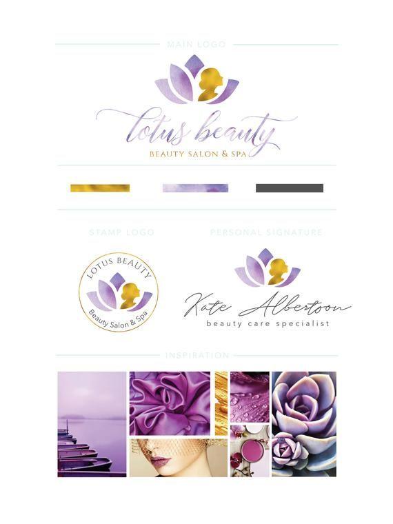 Specialist Makeup Artist Logo - Spa Beauty Center Lotus Logo Branding Kit Beauty logo Makeup | Etsy