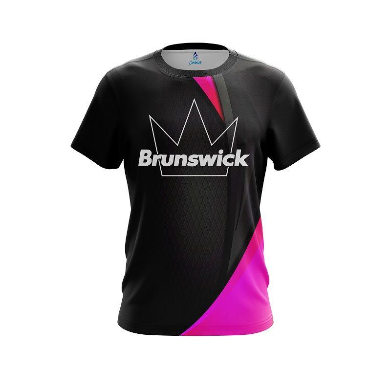 Pink Swirl Logo - Brunswick Carbon Pink Swirl CoolWick Bowling Jersey - Coolwick Apparel