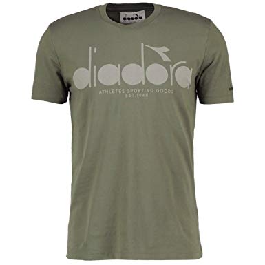 Five Ball Diadora Logo - Diadora Short Sleeve BL T Shirt Green Mushroom XXL: Amazon.co.uk