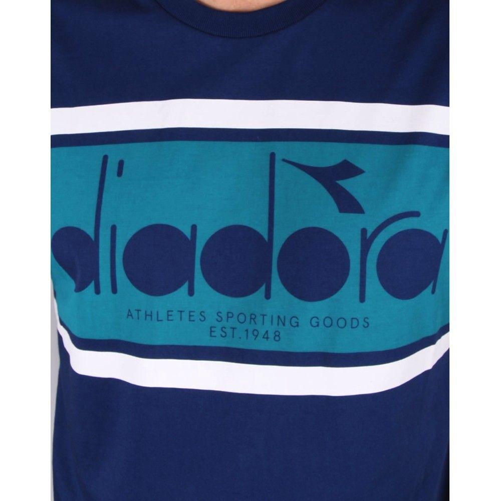 Five Ball Diadora Logo - Diadora Short Sleeve BL T Shirt Blue Green. Spiral Seven