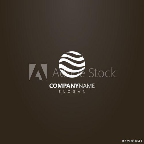 Sphere- Shaped Logo - white logo on a black background. simple vector logo of round ...