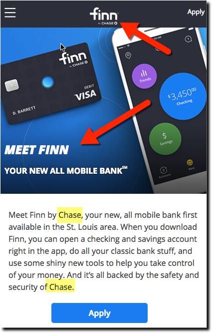 Chase Bank App Logo - Chase Bank Tests Finn, a Mobile-First Brand - Fintech Labs: Digital ...