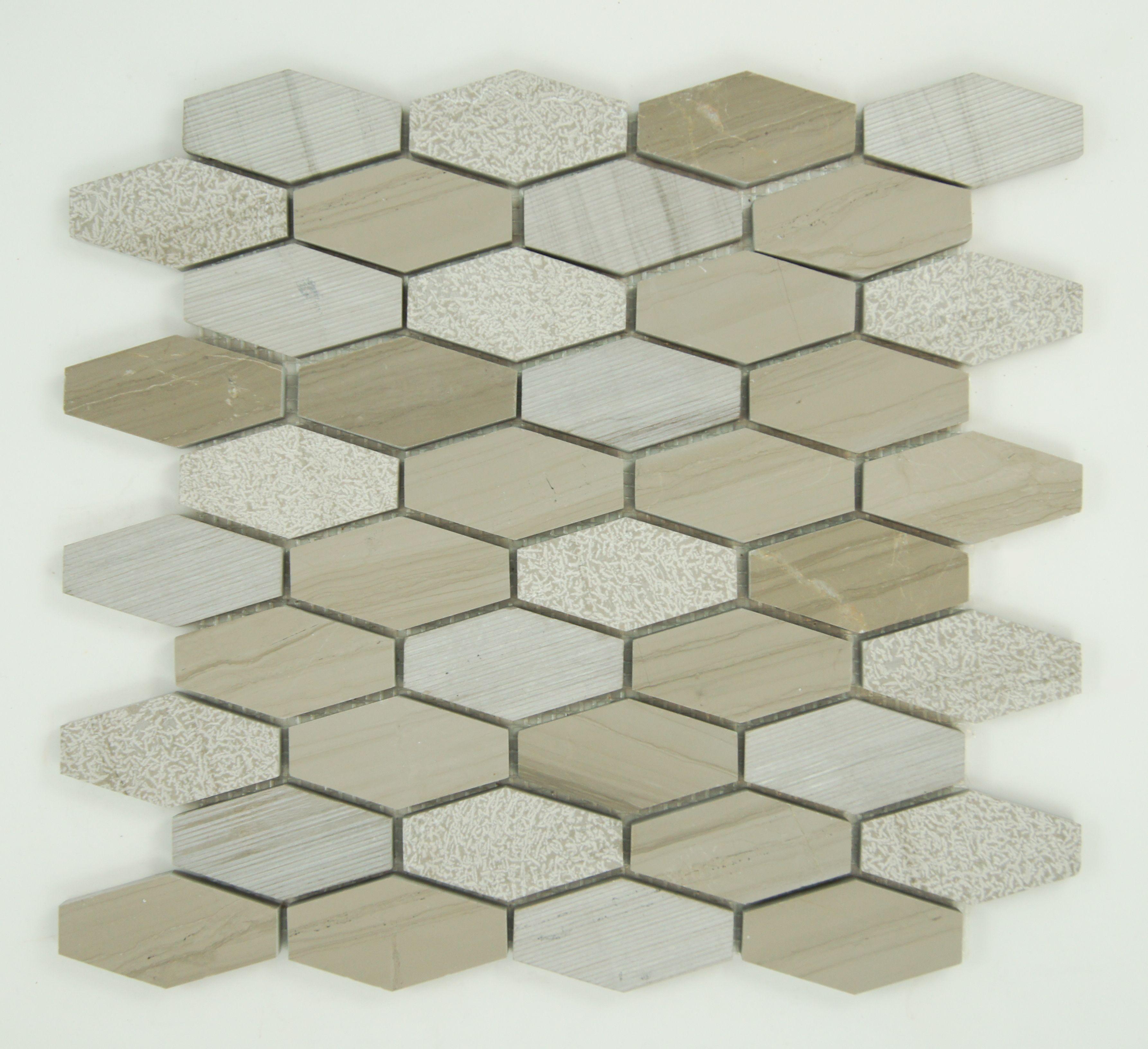Elongated Hexagon Logo - Limestone and Marble Textured Elongated Hexagon - AspenTile.com