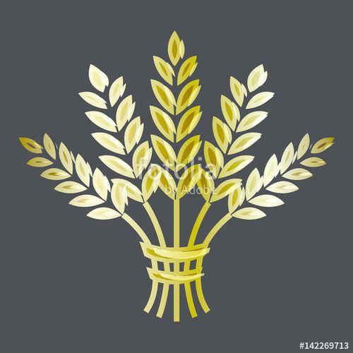 Wheat Black and Gold Logo - Golden ripe wheat sheaf on black background.