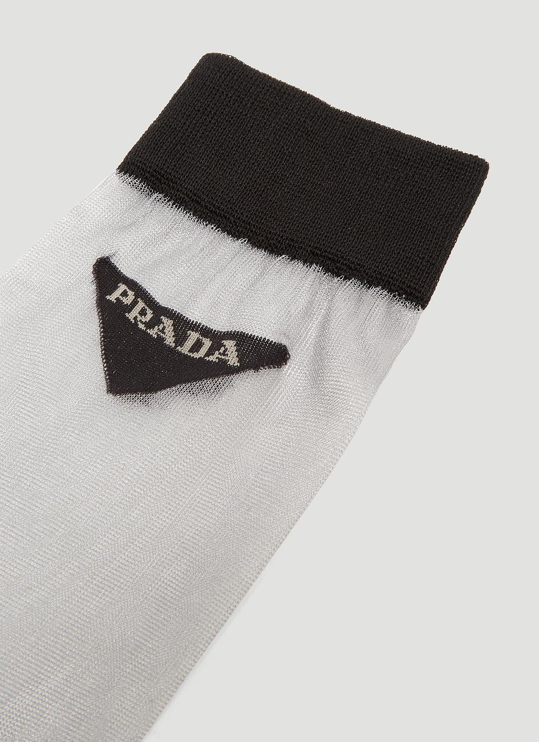 Gray Triangle Logo - Prada Jacquard Triangle Logo Socks In Grey in Gray
