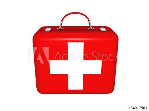 Red Box White Cross Logo - Medical red box with white cross this stock illustration