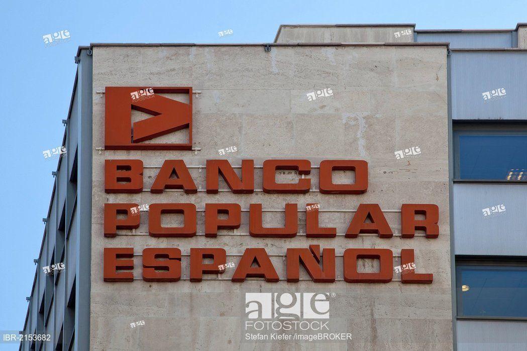 Spanish Bank Logo - Logo and logotype on the headquarters of the Spanish bank Banco ...