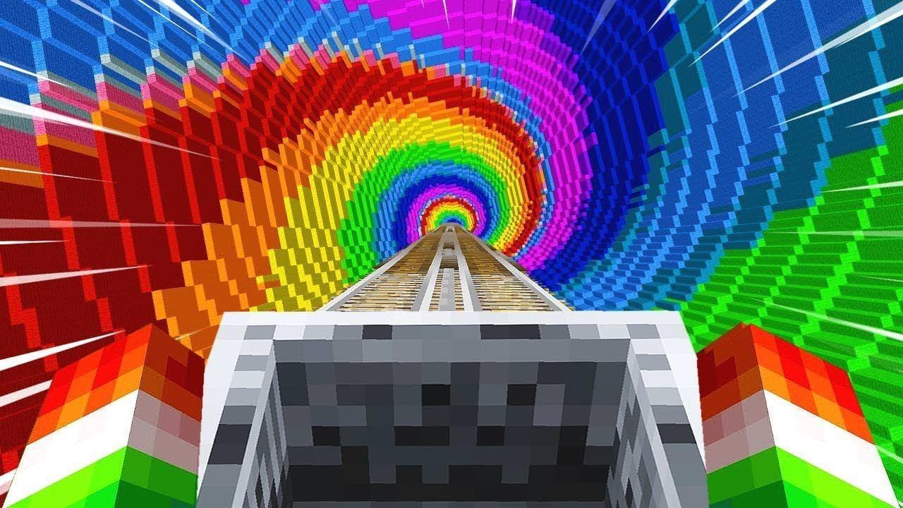 RAINBOW Minecraft Logo - EXTREME MINECRAFT RAINBOW ROLLER COASTER! - YouTube