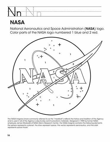 Red NASA Logo - N - Trace a Letter and Color Parts of the Nasa Logo Numbered 1 Blue ...