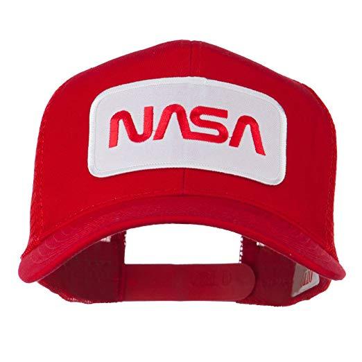 Red NASA Logo - E4hats NASA Logo Embroidered Patched Mesh Back Cap OSFM at