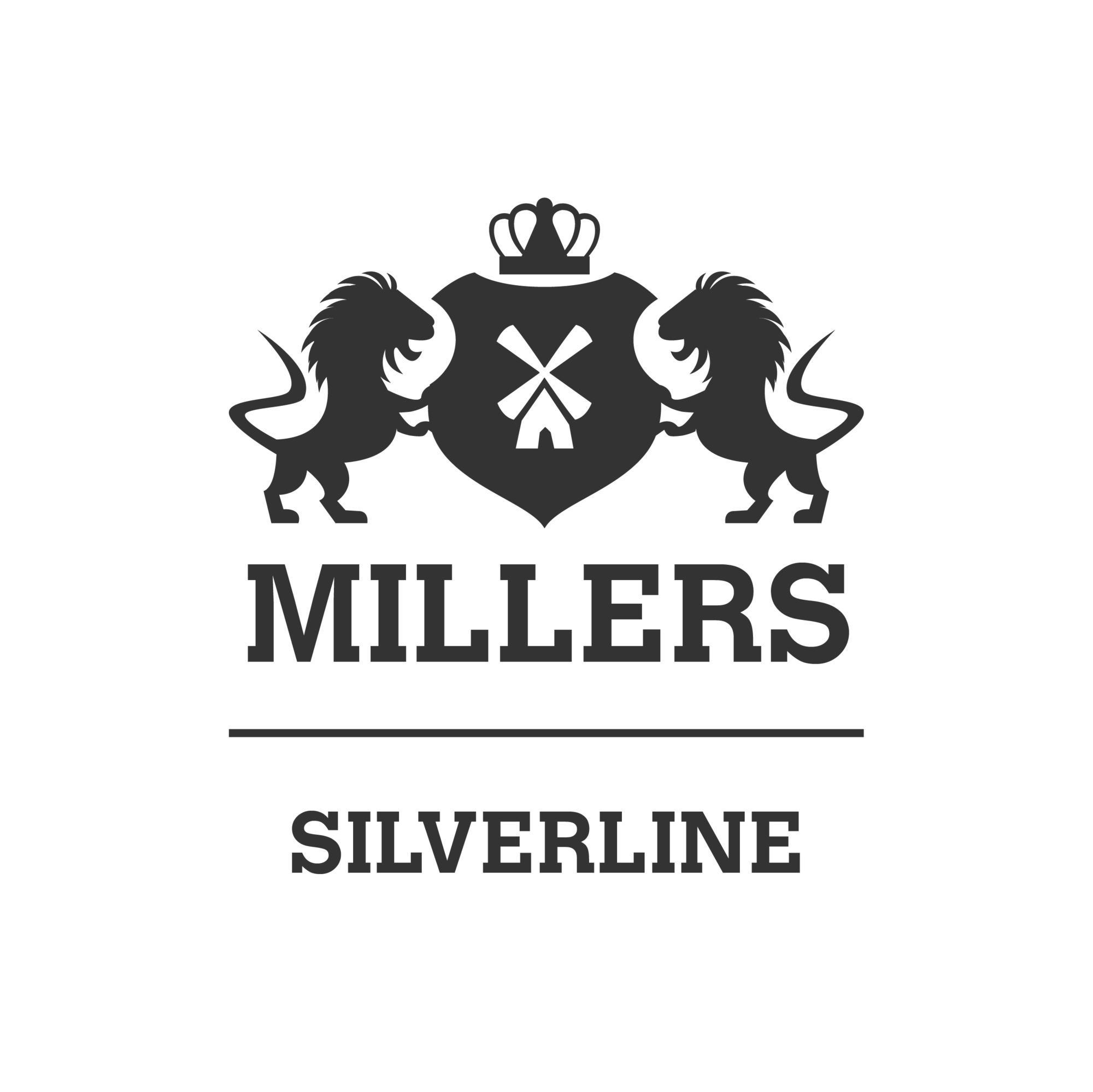 Red with Silver Line Logo - Millers Juice Silverline
