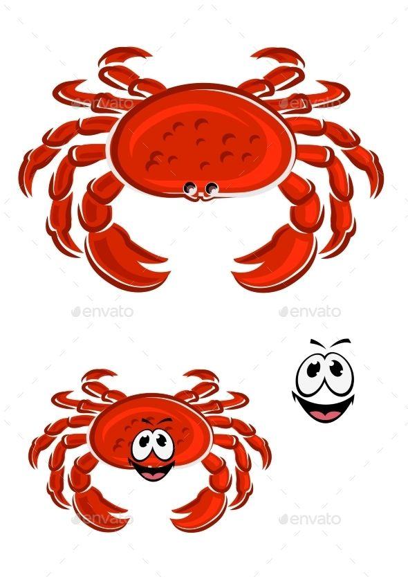 Crab Clip Art Logo - Red Crab Animal Cartoon Character. Fonts Logos Icons. Business