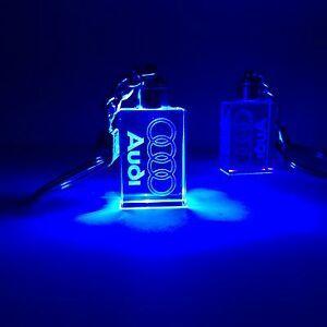 Purple and Blue Logo - Crystal LED Laser Key Rings AUDI Logo Blue & Purple