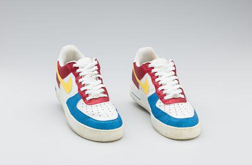 Red and Blue Shoes Logo - Red, white, yellow, and blue Nike sneakers worn by Big Boi of ...
