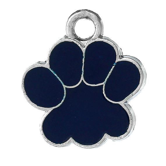 Dark Blue Cougar Logo - 4 DARK BLUE PAW Print School Mascot Charms or Pendants silver | Etsy