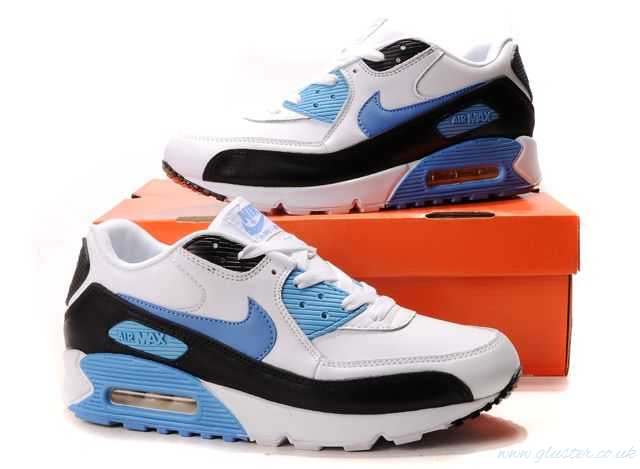 Red and Blue Shoes Logo - At The Price Men Nike Air Max 90 Shoes Logo White Blue Black Blue