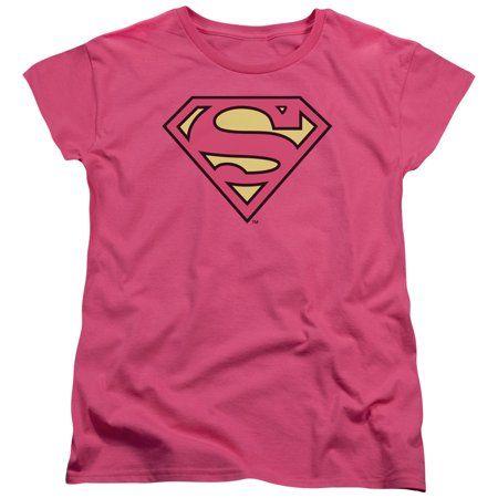 Pink DC Logo - Trevco Superman Classic Logo S S Women's Tee Hot Pink Dco499