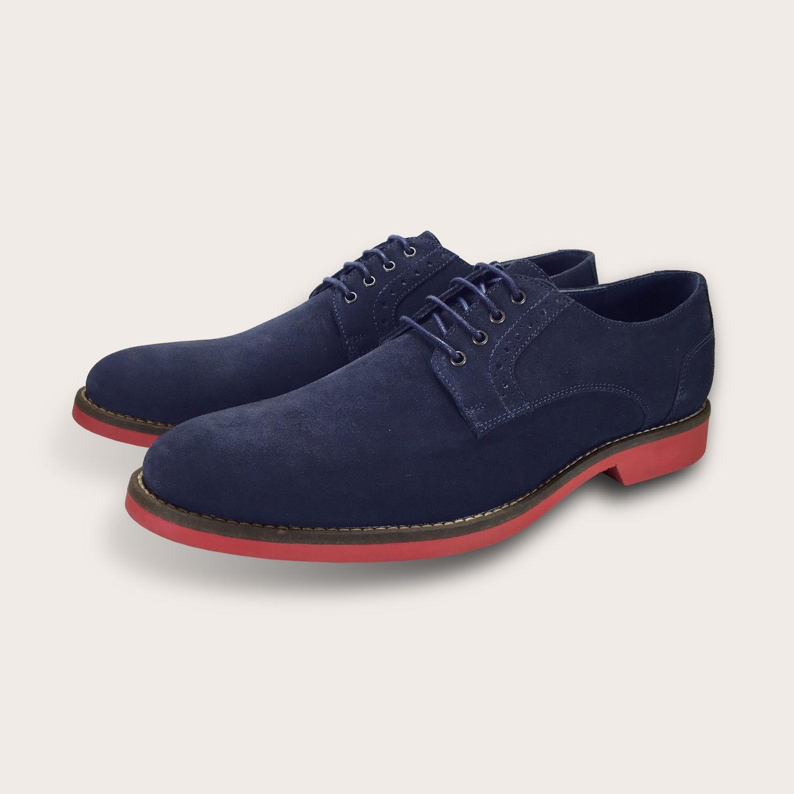 Red and Blue Shoes Logo - Men's Blue Suede Shoes with Red Soles. Buy Shoes Online