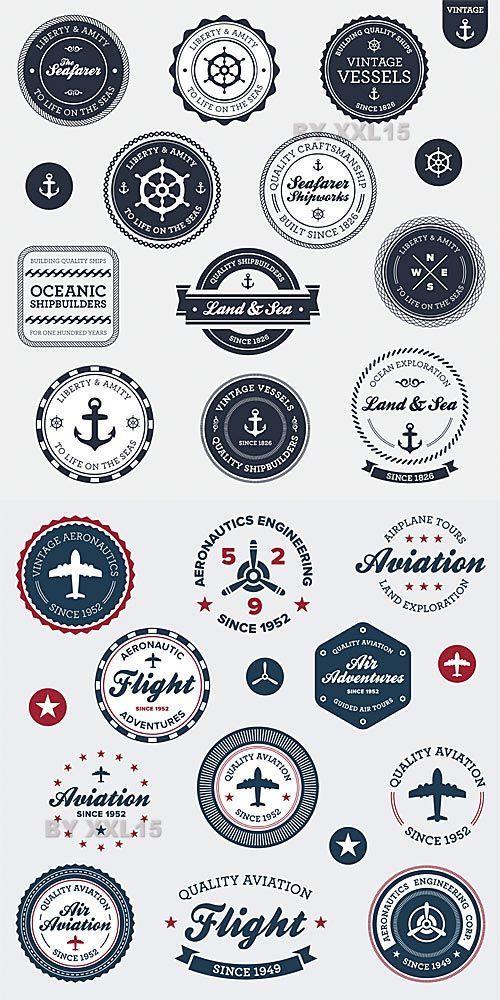 Vintage Aviation Logo - Vintage aviation and nautical labels. Maybe could somehow transfer