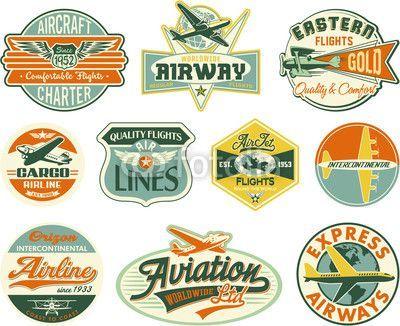 Vintage Aviation Logo - Vector: Aviation vector vintage labels collection. Aviation Logos