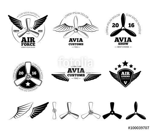 Vintage Aviation Logo - Vintage airplane labels, emblems and symbols set. Aviation stamp