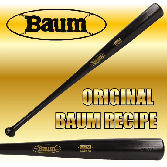 Baseball Bats with Bat Logo - Australian Exclusive Gold Logo Baum AAA Pro Wood Composite Baseball ...
