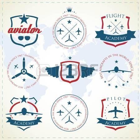 Vintage Aviation Logo - Mega Set of retro emblems, design elements, badges and logo