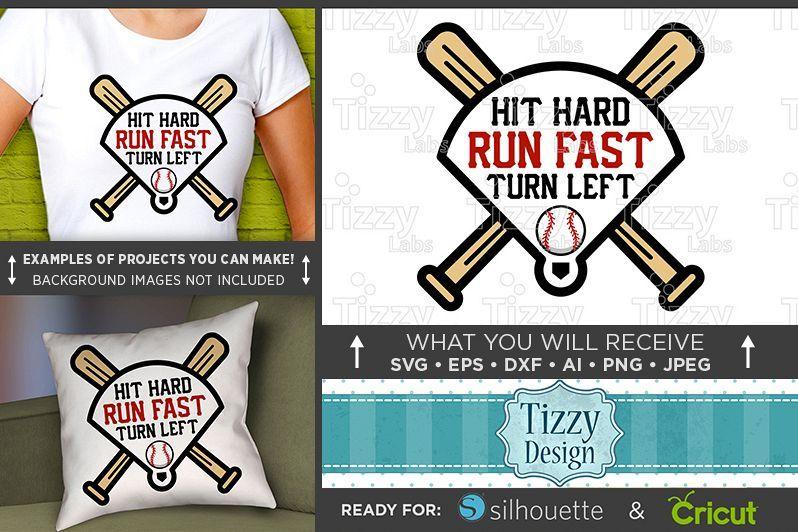 Softball Hit Logo - Hit Hard Run Fast Turn Left Svg File Mom Shirts