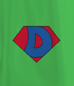 Name of Green and Red Shield Logo - kelly-green Hero Cape with red shield and blue D - Custom Adult and ...