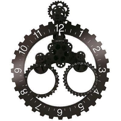 Black and White Gear Logo - Invotis INIV117BW Wall Gear and DATE Clock BLACK/WHITE Numbers ...