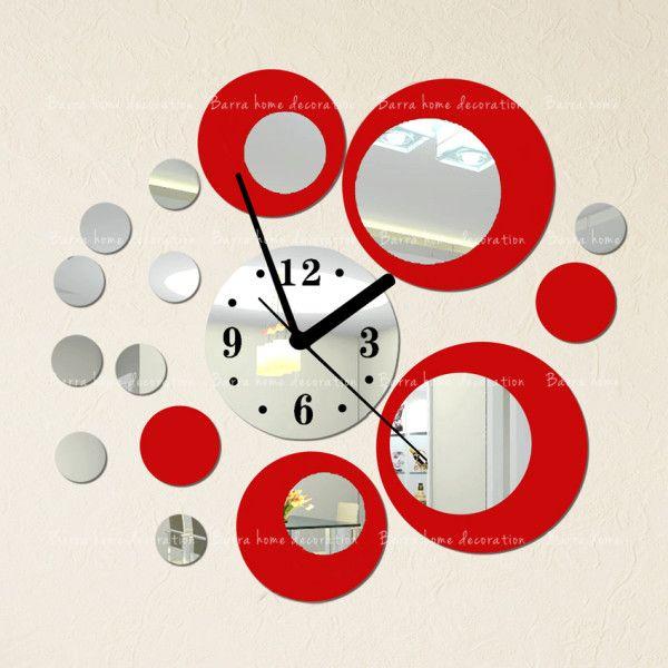 Silver Circle Red E Logo - Red and silver circle 3D crystal clock, modern design luxury fashion ...