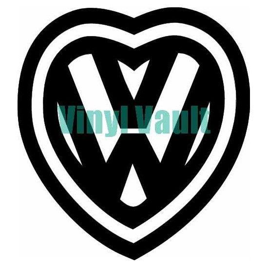Love VW Logo - VW Love Heart Logo' Vinyl Car Sticker