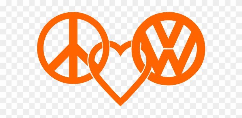 Love VW Logo - Peace Love Vw Logo Decal Sticker In Orange - Peace Love Vw - Free ...