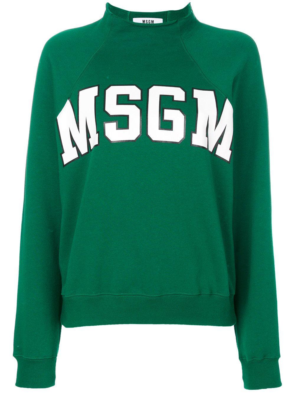 Green Women Logo - Msgm Raglan Logo Sweatshirt Green 36 Women Largest Collection [w ...