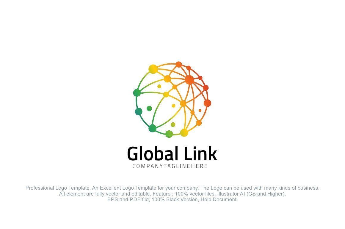 Orange Link Logo - Global Link Dot Globe Logo Templates Creative Market
