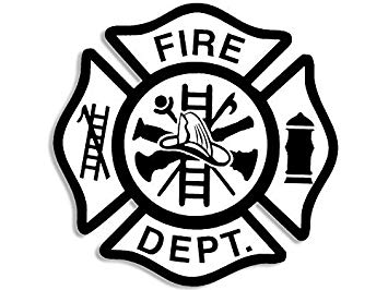 Fire Cross Logo - White Fire Department Maltese Cross shaped Sticker logo