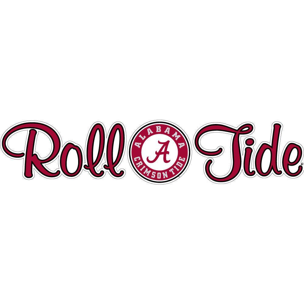 Alabama Roll Crimson Tide Logo - Roll Tide Script with Circle Logo Decal