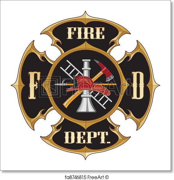 Fire Cross Logo - Free art print of Fire Department Maltese Cross Vinta. Fire