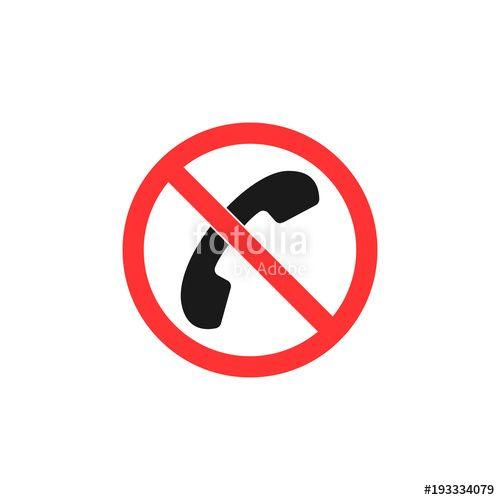 Phone Call Circle Logo - No call sign. No phone icon Flat vector illustration. Red circle