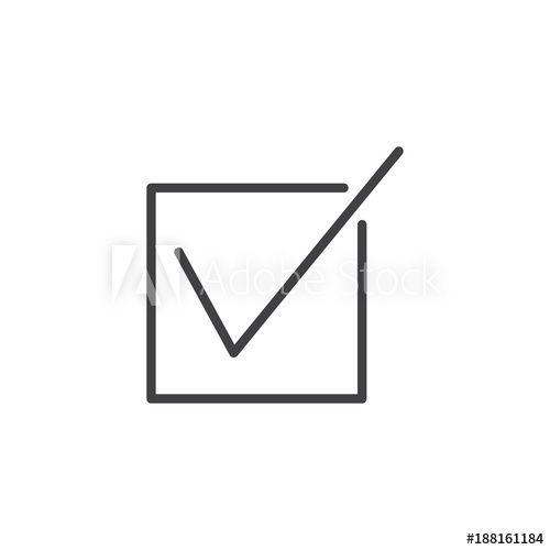 Tick Mark Logo - Check mark square line icon, outline vector sign, linear style ...