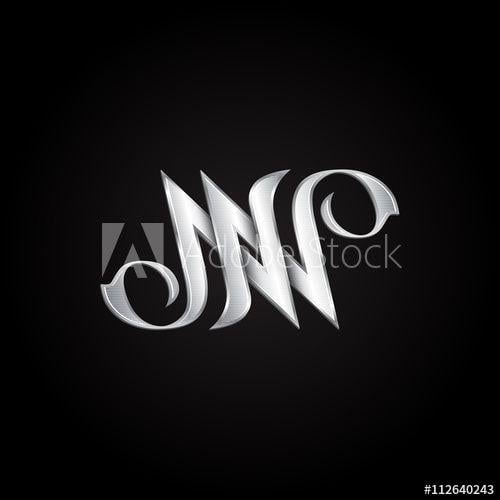 Double N Logo - Silver monogram double letter N. Vector golden initials logo design