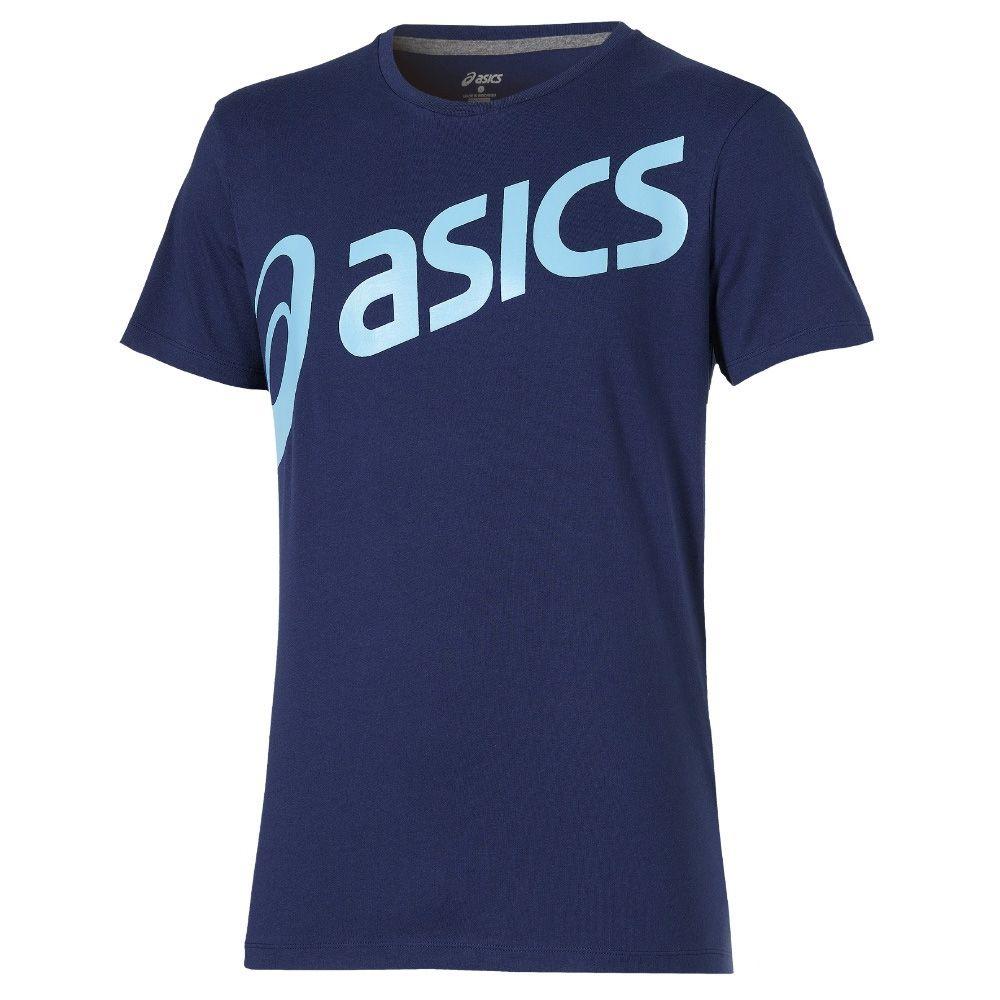 Blue M Logo - Buy Asics Logo Short Sleeve Mens Running Exercise Fitness Shirt Blue ...