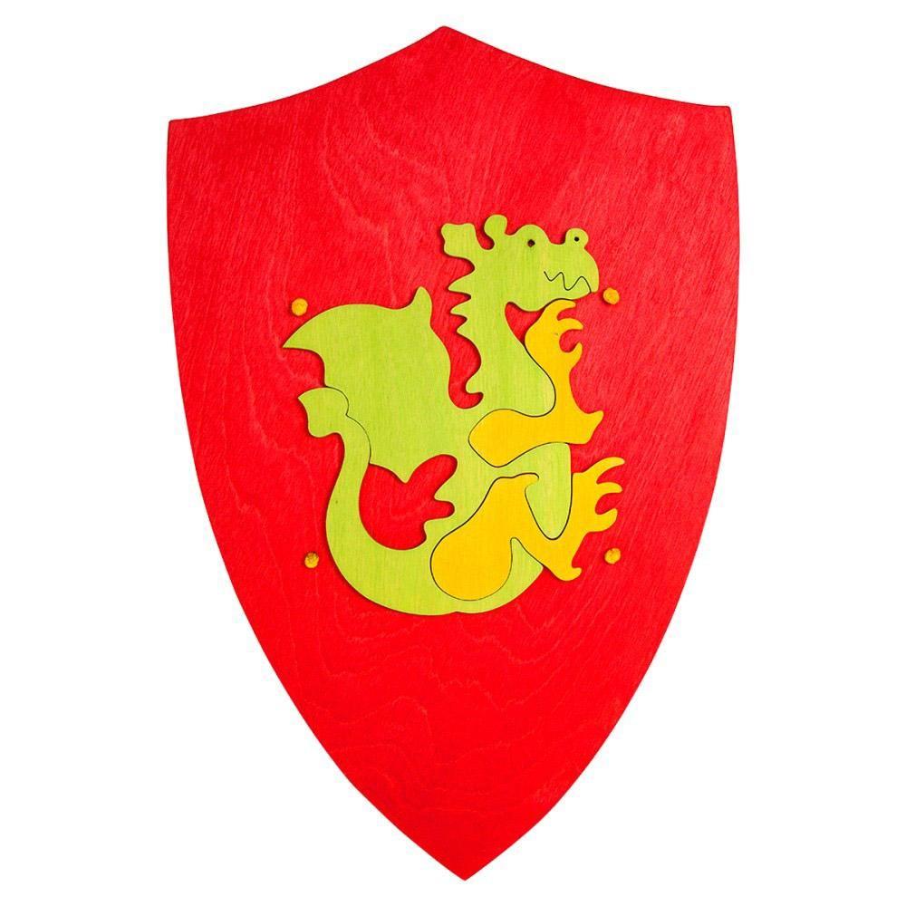 Green and Red Shield Logo - Wooden Dragon Shield Toy