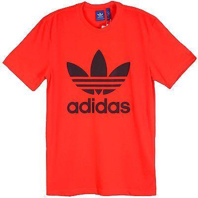 Red Black M Logo - Adidas Originals Trefoil Tee Mens AJ6963 Solar Red Black Logo T