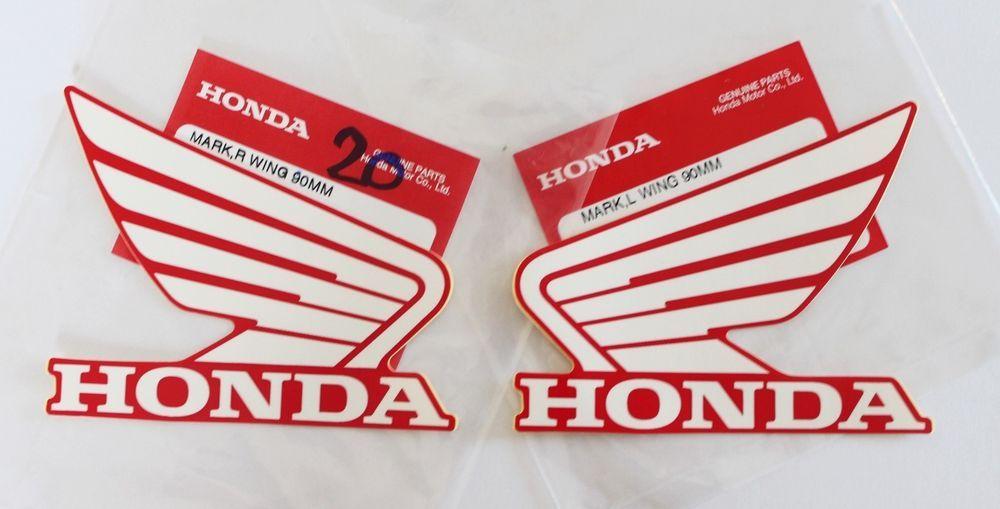 Two White Red L Logo - Honda Wing Fuel Tank Decal Wings Sticker 2 x 90mm WHITE & RED 100