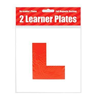 Two White Red L Logo - County Stationery Magnetic Red Learner Driver L Plates (Pack Of 2 ...